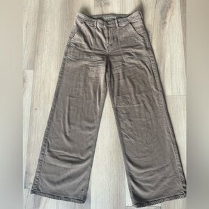 American Eagle Stretch Wide Leg Utility Pants Brown Size 10